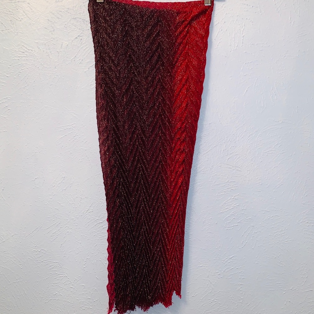 Red Ombré Shimmer Scarf